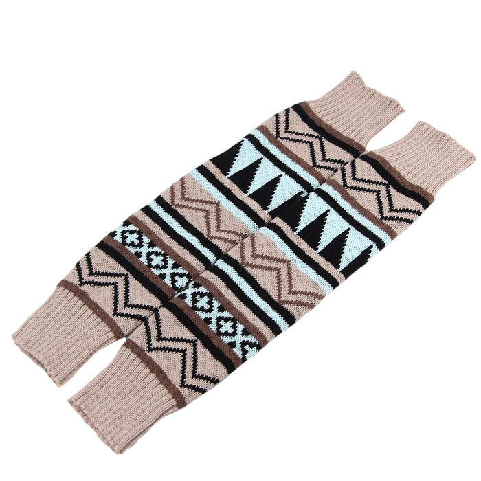 Geometric Pattern Knit Leg Warmers Womens Warm Patchwork Boot Socks